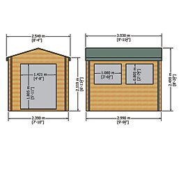 Shire Quantock 8' x 10' (Nominal) Apex Timber Log Cabin with Assembly