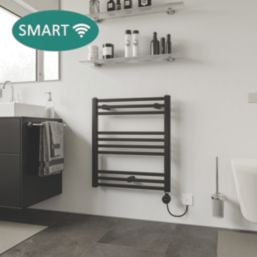 Ximax 677mm x 600mm 1024BTU Black Flat Electric Towel Radiator