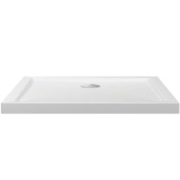 Milan Square Bathroom Square Shower Tray and Waste White Gloss 800mm x 800mm x 40mm