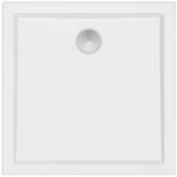 Milan Square Bathroom Square Shower Tray and Waste White Gloss 800mm x 800mm x 40mm