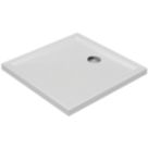 Milan Square Bathroom Square Shower Tray and Waste White Gloss 800mm x 800mm x 40mm