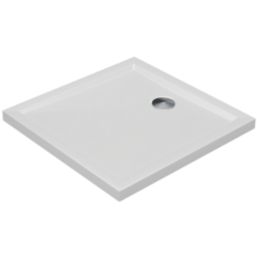 Milan Square Bathroom Square Shower Tray and Waste White Gloss 800mm x 800mm x 40mm
