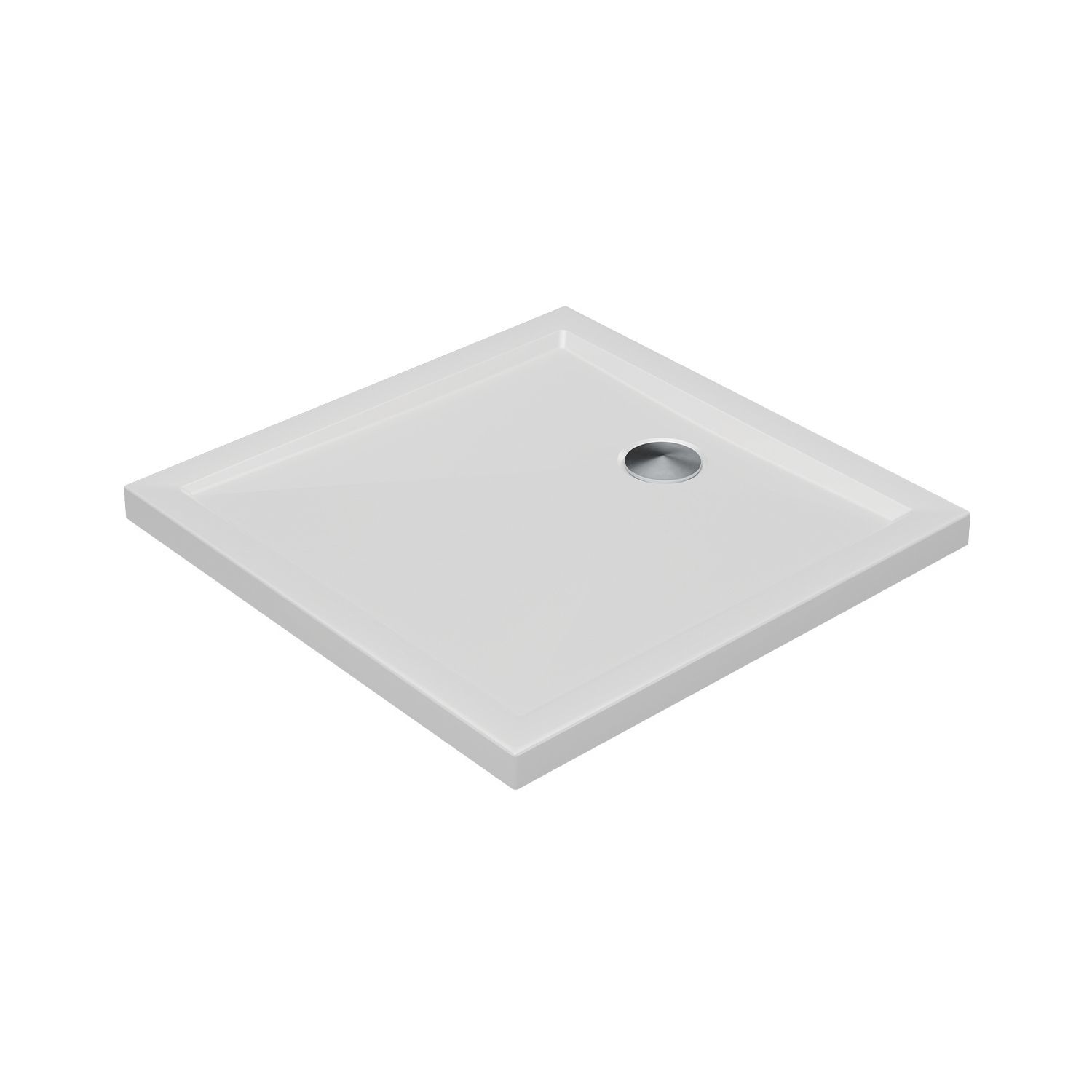 Milan Square Bathroom Square Shower Tray and Waste White Gloss 800mm x 800mm x 40mm (637AE)