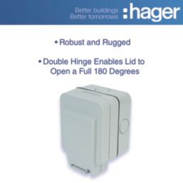 Hager Sollysta WXPSSU83FO IP66 13A Weatherproof Outdoor Switched Fused Spur & Flex Outlet