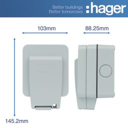 Hager Sollysta WXPSSU83FO IP66 13A Weatherproof Outdoor Switched Fused Spur & Flex Outlet
