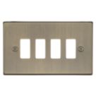 Knightsbridge  4-Module Grid Faceplate Antique Brass