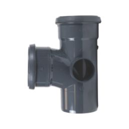 FloPlast  Push-Fit 92.5° Double Socket Soil Branch Anthracite Grey 110mm