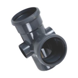 FloPlast  Push-Fit 92.5° Double Socket Soil Branch Anthracite Grey 110mm