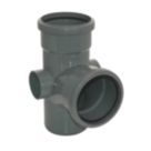 FloPlast  Push-Fit 92.5° Double Socket Soil Branch Anthracite Grey 110mm