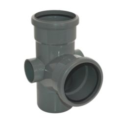 FloPlast  Push-Fit 92.5° Double Socket Soil Branch Anthracite Grey 110mm