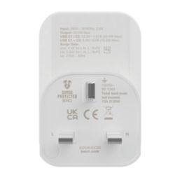 Masterplug 2-Outlet Type C Plug-Through Surge Adaptor 3A