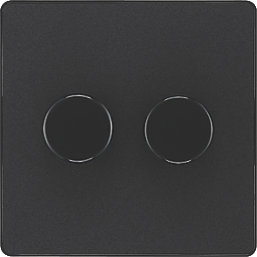 British General Evolve 2-Gang 2-Way LED Dimmer Switch  Matt Black with Black Inserts