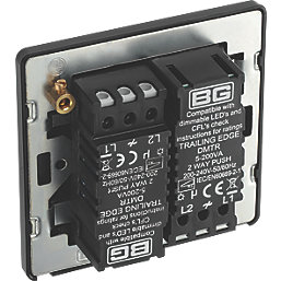 British General Evolve 2-Gang 2-Way LED Trailing Edge Double Push Dimmer with Rotary Control  Matt Black with Black Inserts