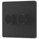 British General Evolve 2-Gang 2-Way LED Dimmer Switch  Matt Black with Black Inserts