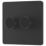 British General Evolve 2-Gang 2-Way LED Dimmer Switch  Matt Black with Black Inserts