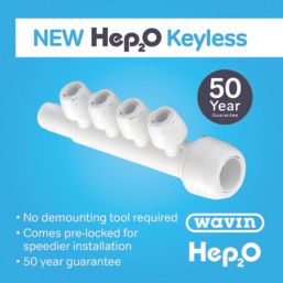 Hep2O  Plastic Push-Fit Reducing 4 Port Keyless Spigot Manifold (Same Side) 22mm x 10mm