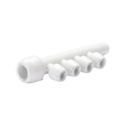 Hep2O  Plastic Push-Fit Reducing 4 Port Keyless Spigot Manifold (Same Side) 22mm x 10mm