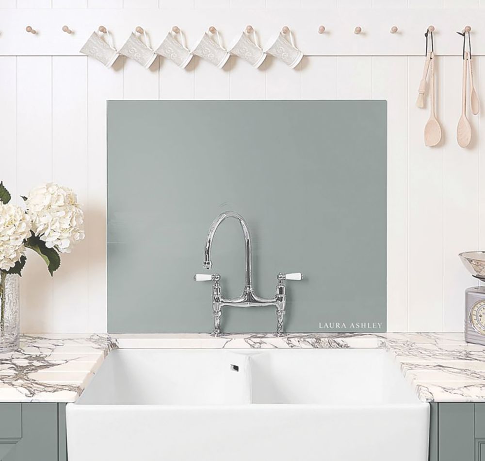 Laura Ashley  Mineral Grey Self-Adhesive Glass Kitchen Splashback 900mm x 750mm x 6mm