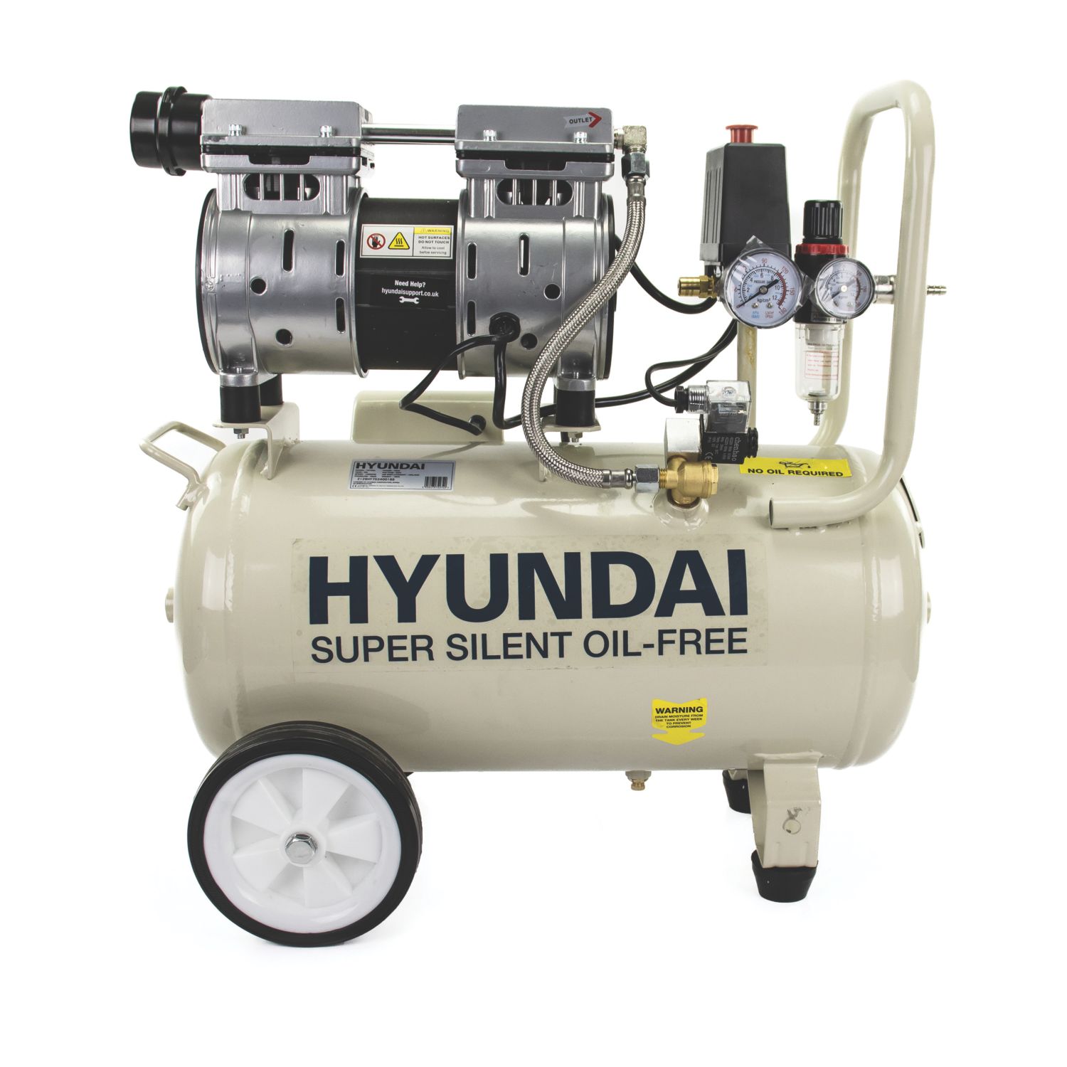 Hyundai HY7524 24Ltr Brushless Electric Low Noise Air Compressor 230V (637TF)