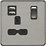 Knightsbridge  13A 1-Gang SP Switched Socket + 2.4A 2-Outlet Type A USB Charger Black Nickel with Black Inserts