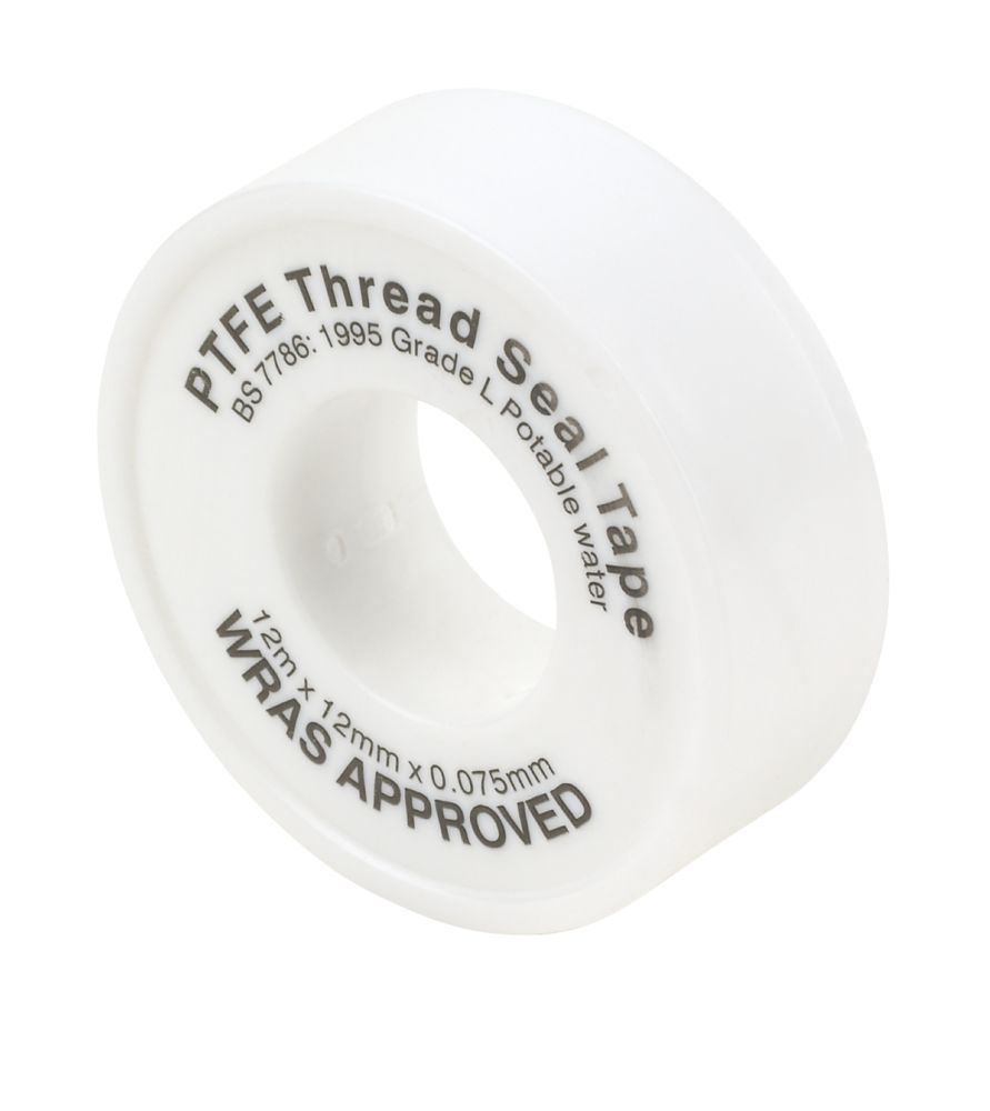 PTFE Tape for Water 12m x 12mm 10 Pack - Screwfix