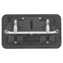 Knightsbridge  Black 13A 2-Gang DP Switched Metal Clad Double Socket with Neon with Black Inserts