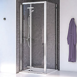 Aqualux Edge 8 Semi-Frameless Square Shower Enclosure Reversible Left/Right Opening Polished Silver 760mm x 760mm x 2000mm