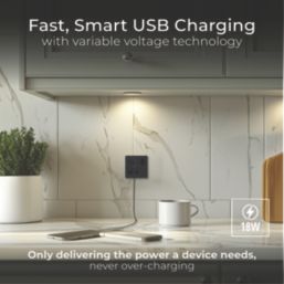 British General Evolve 13A 1-Gang SP Switched Socket + 3A 18W 2-Outlet Type A & C USB Charger Matt Black with Black Inserts