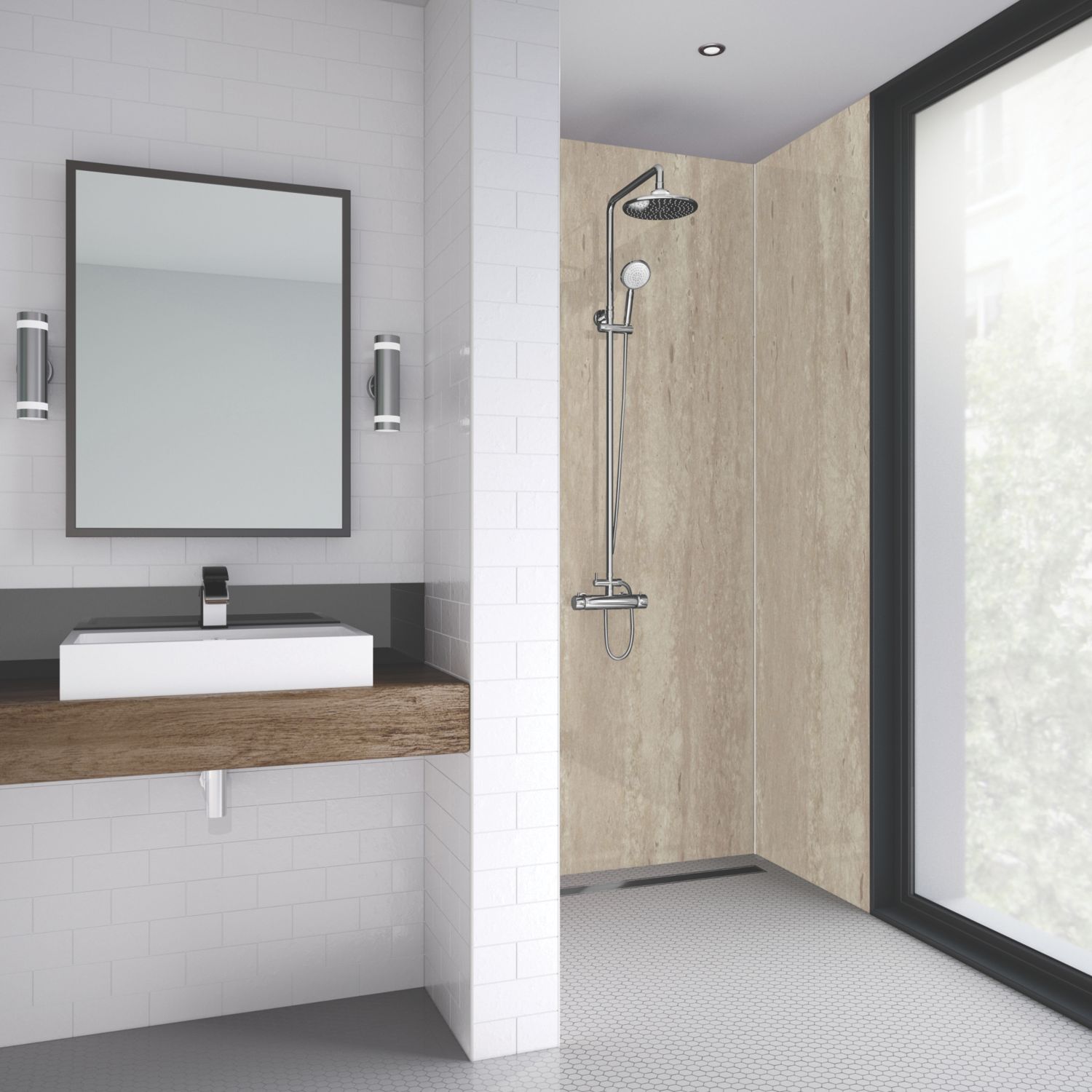 Splashwall Laminate Bathroom Wall Panel Matt Natural Turin Marble 2440mm x 1200mm x 11mm (638JY)