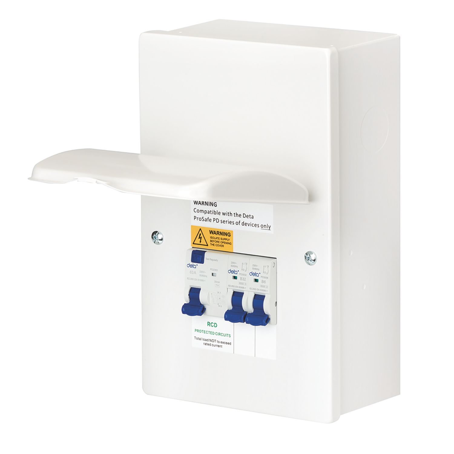 Deta 4-Module 2-Way Populated Garage Consumer Unit (638PV)