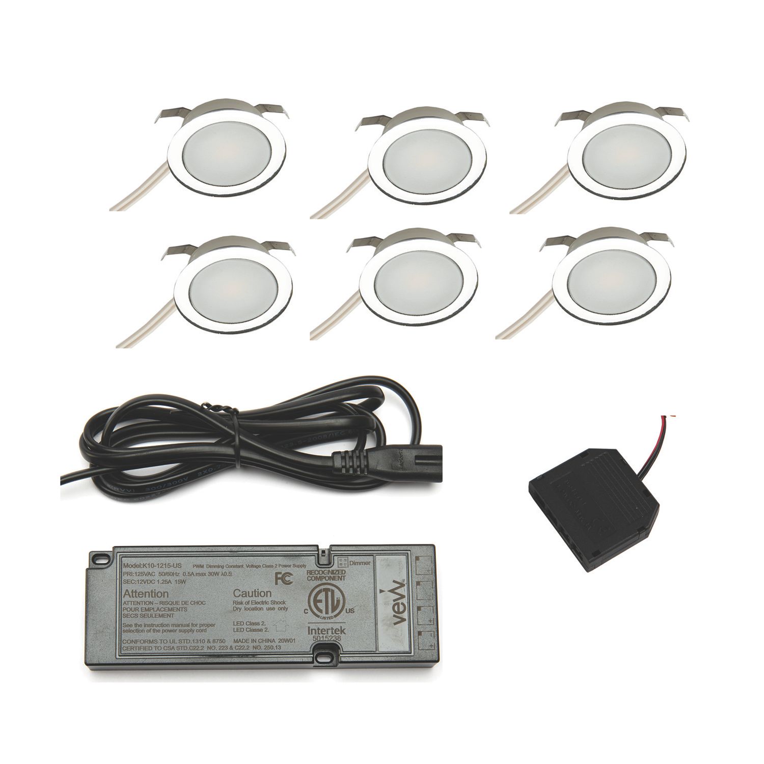 VEW Sola Recessed Round LED Kitchen Plinth Lights Polished Chrome 0.4W 27lm 6 Pack (638TW)