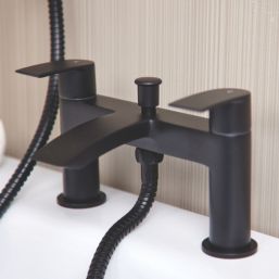 ETAL Spear Matt Black 123mm Deck Mounted Dual Control Manual Shower Mixer Tap
