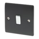 British General Nexus Metal 10AX 1-Gang Intermediate Switch Matt Black with White Inserts