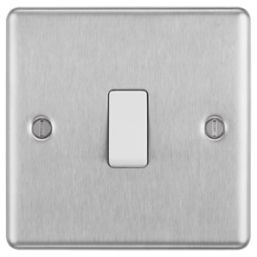 LAP  10AX 1-Gang 2-Way Light Switch  Brushed Stainless Steel with White Inserts
