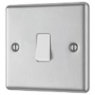 LAP  10AX 1-Gang 2-Way Light Switch  Brushed Stainless Steel with White Inserts