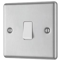 LAP  10AX 1-Gang 2-Way Light Switch  Brushed Stainless Steel with White Inserts