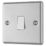 LAP  10AX 1-Gang 2-Way Light Switch  Brushed Stainless Steel with White Inserts