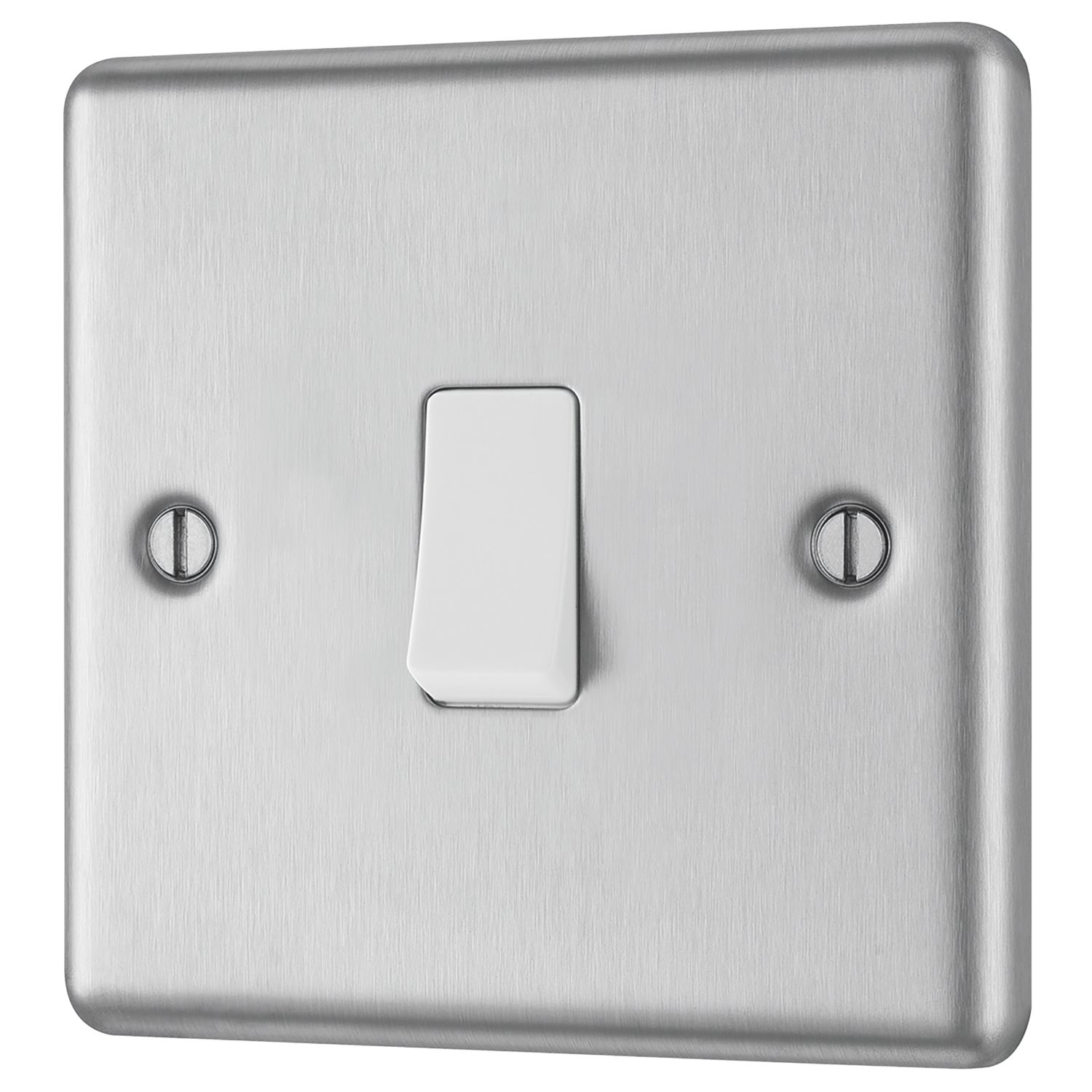 LAP 10AX 1-Gang 2-Way Light Switch Brushed Stainless Steel with White Inserts (63966)