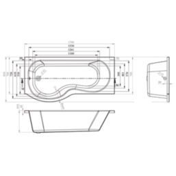 Nebraska Shower Bath Left-Hand Acrylic No Tap Holes 1700mm