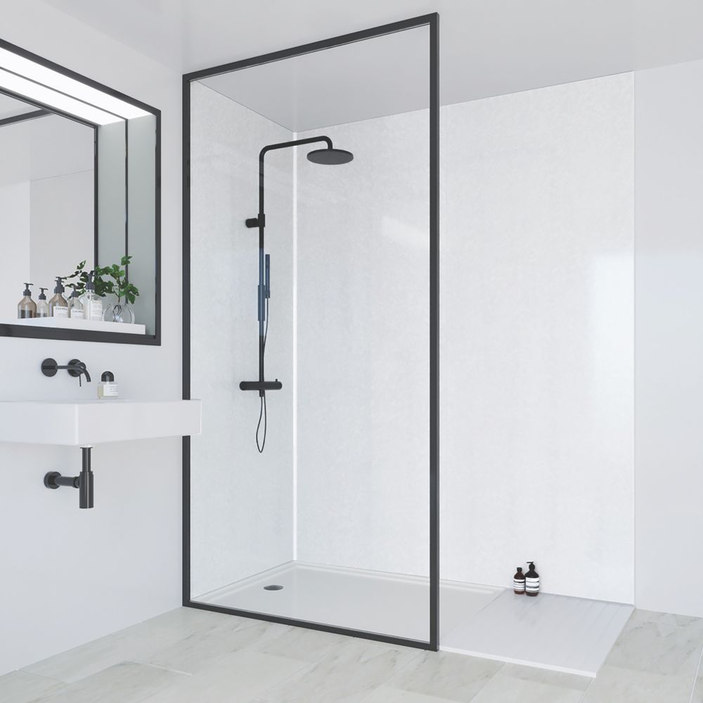 Multipanel Unlipped Bathroom Waterproof Wall Panel Gloss Frost White ...