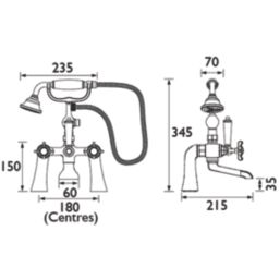 Bristan 1901 Chrome-Plated 345mm Deck Mounted Dual Control Manual Shower Mixer Tap