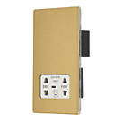 Contactum Lyric 2-Gang Dual Voltage Shaver Socket 115 - 230V Brushed Brass with White Inserts