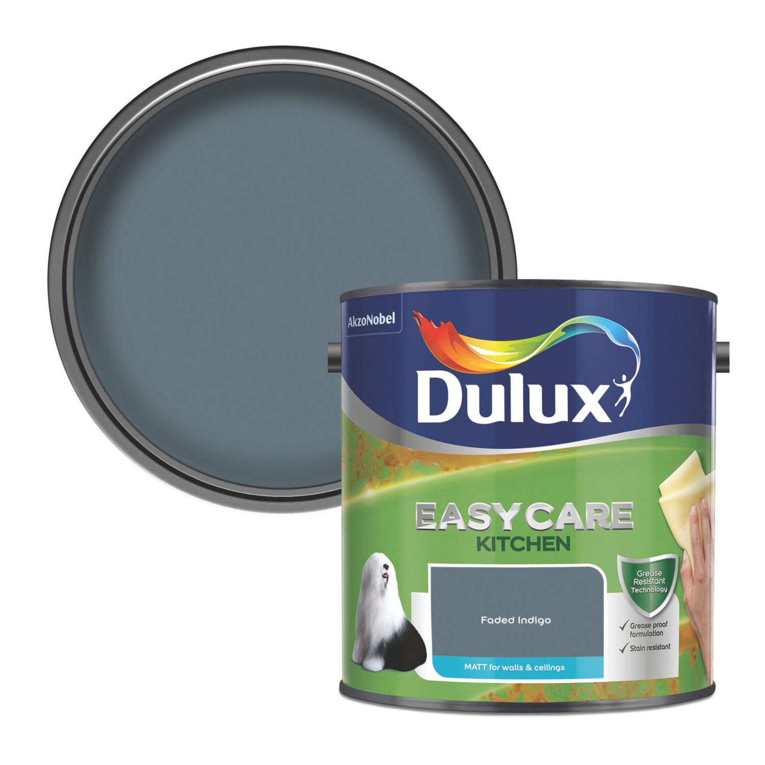 Dulux Easycare 2.5Ltr Faded Indigo Matt Emulsion Kitchen Paint (639RT)