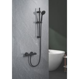 Swirl  Rear-Fed Exposed Black Thermostatic Concentric Mixer Shower