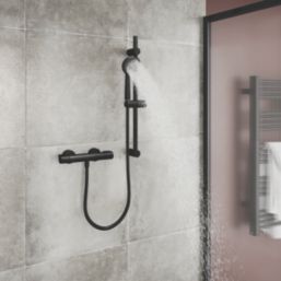 Swirl  Rear-Fed Exposed Black Thermostatic Concentric Mixer Shower