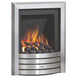 Be Modern Design Brushed Steel Rotary Control Inset Gas Manual Fire 510mm x 123mm x 605mm