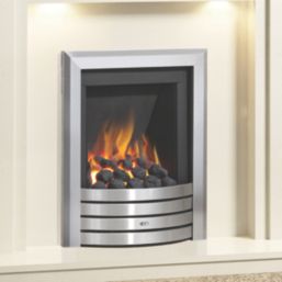 Be Modern Design Brushed Steel Rotary Control Inset Gas Manual Fire 510mm x 123mm x 605mm