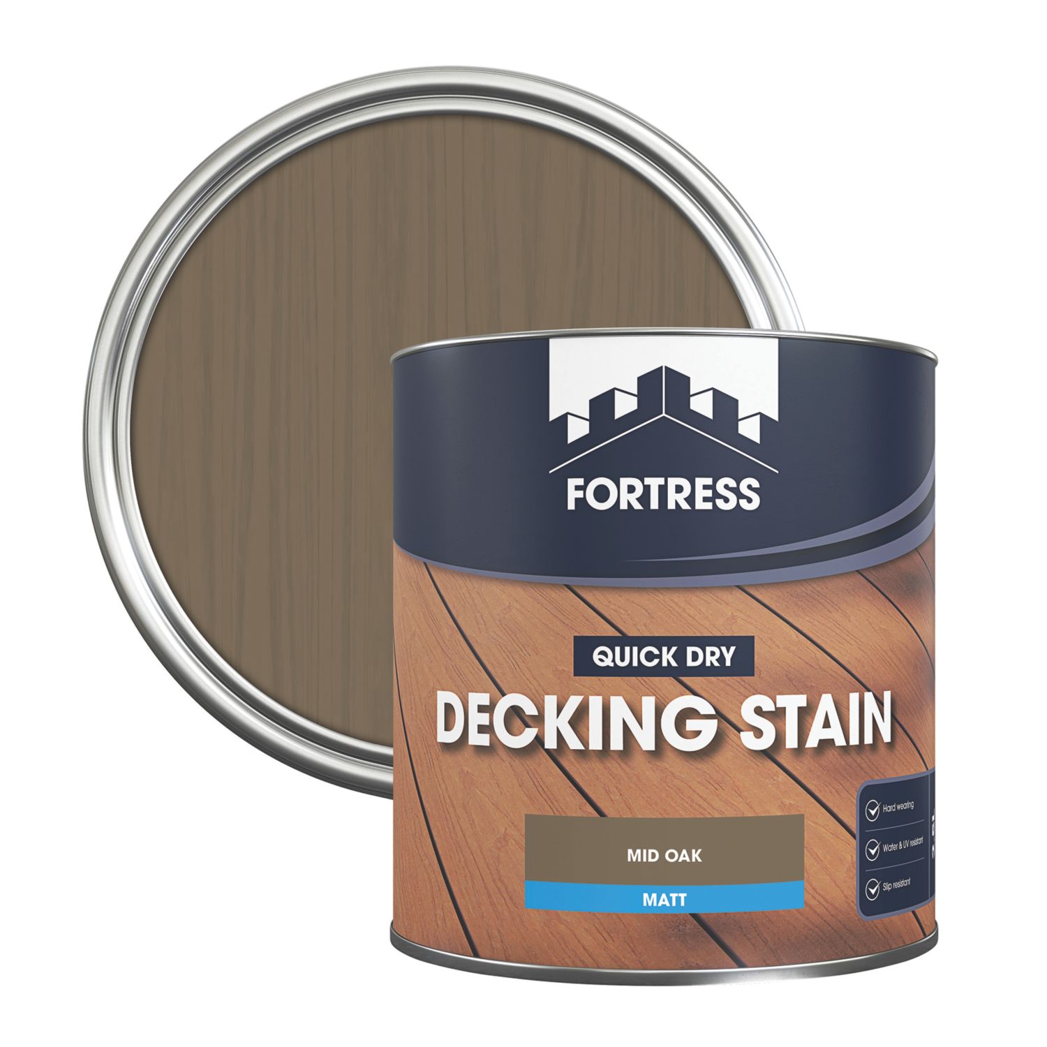 Fortress 2.5Ltr Mid Oak Anti Slip Decking Stain (639YL)