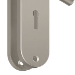 Cooke & Lewis Bourne Lever on Backplate Lockable Handle Pair Satin Nickel