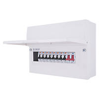 British General Fortress 12-Module 8-Way Populated  Main Switch Consumer Unit